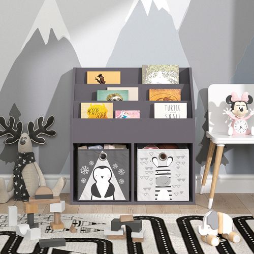 Bibliothèque Enfant Luigi 37175 Gris 72x79cm Avec 2 Boxes Pliants Opt.2