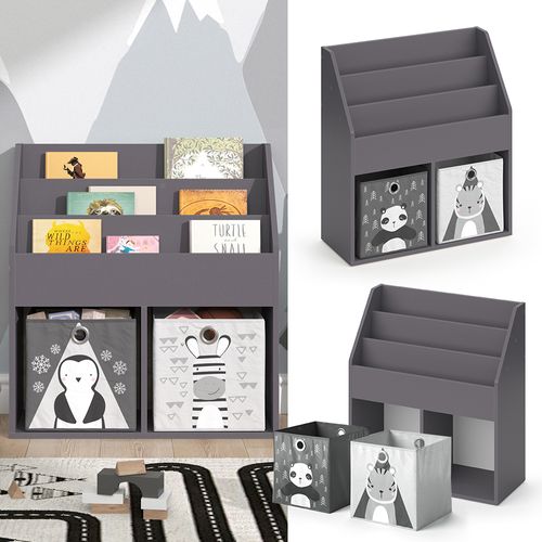 Bibliothèque Enfant Luigi 37175 Gris 72x79cm Avec 2 Boxes Pliants Opt.2