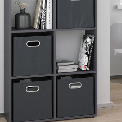 Meuble De Rangement Cube Scutum 37178 Gris 143x72cm Avec 4 Boîtes Pliantes