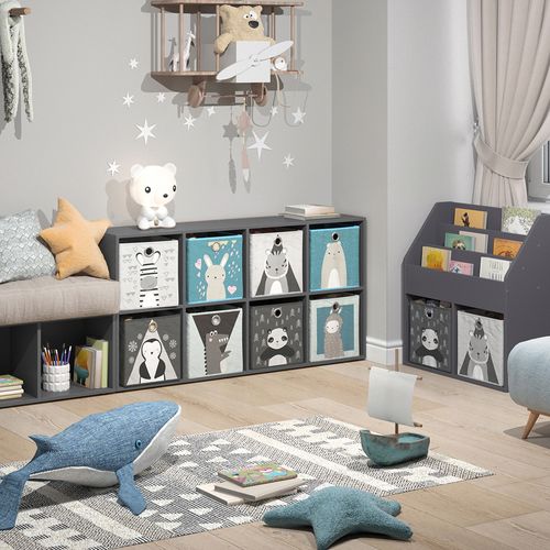 Bibliothèque Enfant Scutum 37179 Gris 143x72cm Avec 8 Boxes Pliants