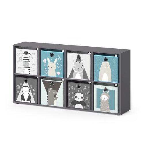 Bibliothèque Enfant Scutum 37179 Gris 143x72cm Avec 8 Boxes Pliants