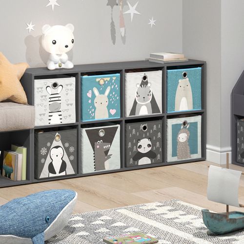 Bibliothèque Enfant Scutum 37179 Gris 143x72cm Avec 8 Boxes Pliants