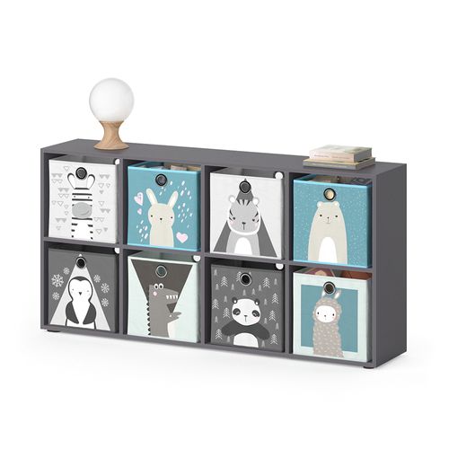 Bibliothèque Enfant Scutum 37179 Gris 143x72cm Avec 8 Boxes Pliants
