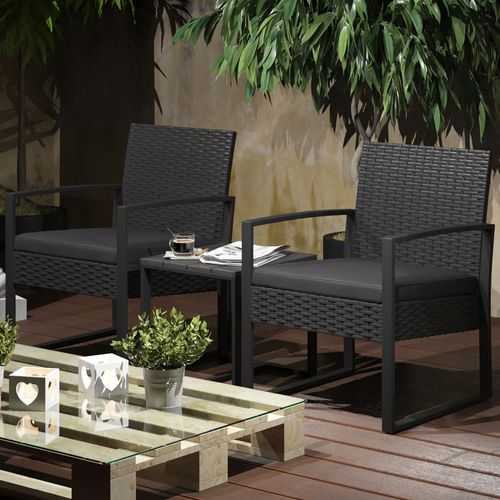 Ensemble De Meubles De Jardin 37057 Anthracite 3 Pièces, Avec Table