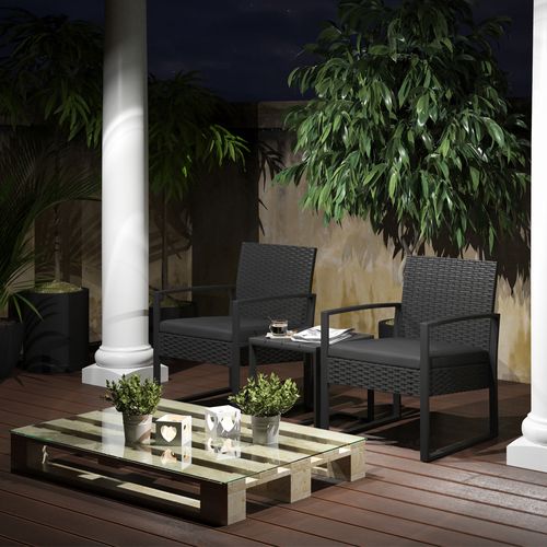 Ensemble De Meubles De Jardin 37057 Anthracite 3 Pièces, Avec Table