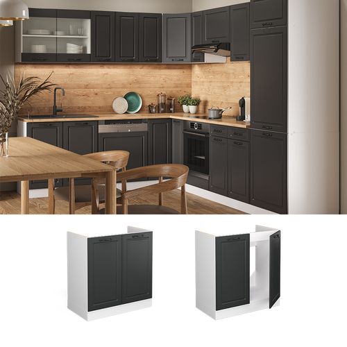 Meuble Bas Sous-évier R-line 37236 Anthracite Campagne 80cm Sans Pt