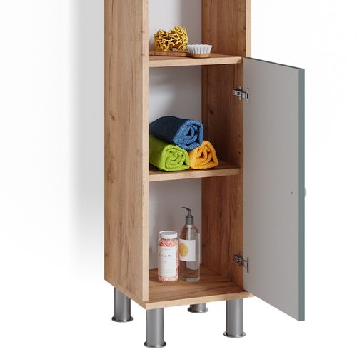 Meubles Bain Fynn 37325 Vert 3 Pièces, Avec Armoire Haute