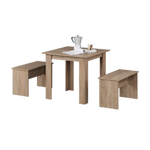 Ensemble De Table à Manger Sentio 37273 Sonoma 80x80cm Avec 2 Bancs