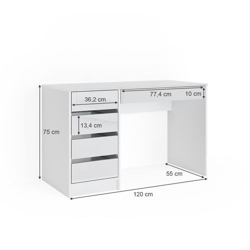 Coiffeuse Sherry, Blanc, 120cm