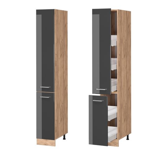 Meuble Haute De Cuisine R-line 37498 Anthracite Haute Brillance 30cm