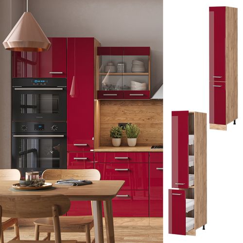 Meuble Haute De Cuisine R-line 37499 Rouge Brillant 30cm