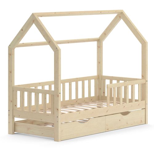 Lit Cabane Wiki, Marron, 80x160 Cm Avec Lit Dappoint