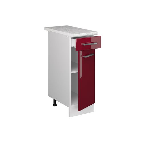 Meuble Cuisine R-line 37709 Rouge Brillant 30cm , Pt Marbre