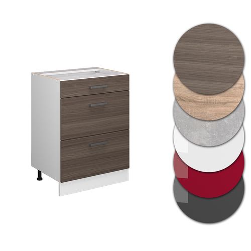 Meuble Cuisine R-line 37725 Gris Noble 60cm Avec Tiroirs, Pt Marbre