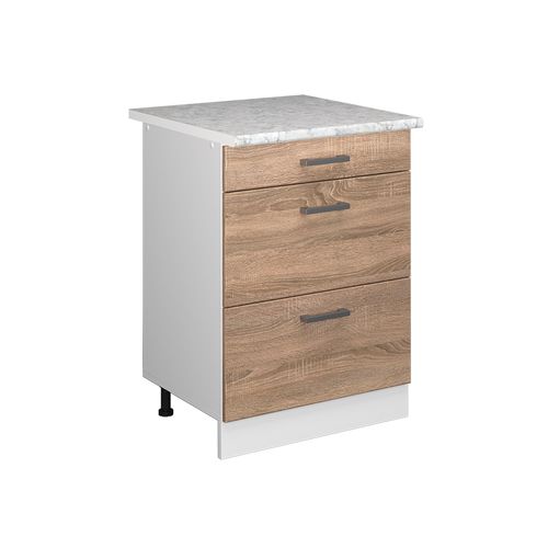 Meuble Cuisine R-line 37729 Sonoma 60cm Avec Tiroirs, Pt Marbre