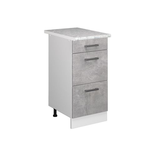 Meuble Cuisine R-line 37736 Béton 40cm Avec Tiroirs, Pt Marbre
