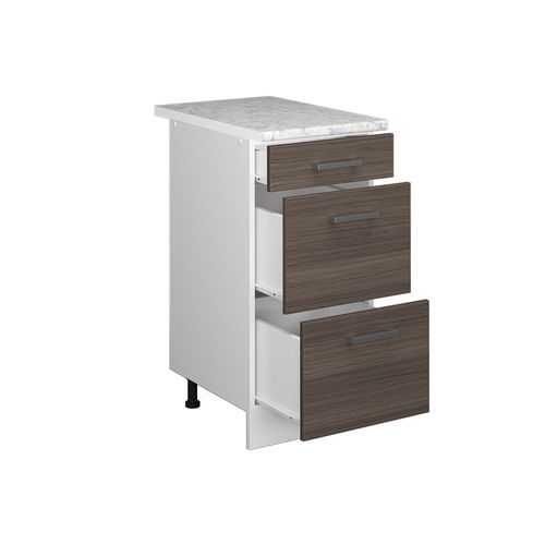 Meuble Cuisine R-line 37738 Gris Noble 40cm Avec Tiroirs, Pt Marbre