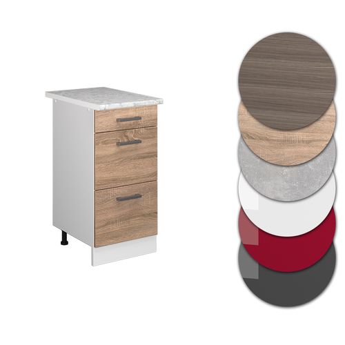 Meuble Cuisine R-line 37742 Sonoma 40cm Avec Tiroirs, Pt Marbre