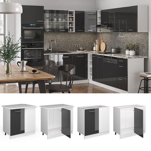 Meuble Dangle R-line 37748 Anthracite Haute Brillance 86cm , Pt Marbre