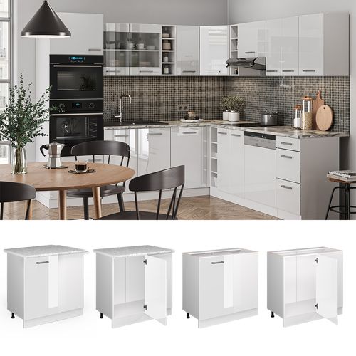 Meuble Dangle R-line 37760 Blanc Haute Brillance 86cm , Pt Marbre