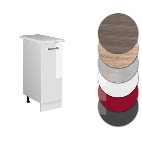 Meuble De Cuisine R-line 37774 Blanc Haute Brillance 30cm , Pt Marbre