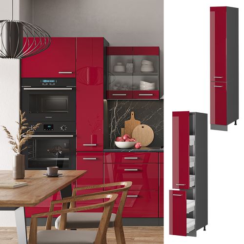 Meuble Haute De Cuisine R-line 37851 Rouge Brillant 30cm