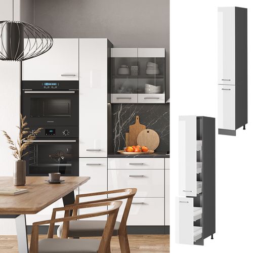 Meuble Haute De Cuisine R-line 37854 Blanc Haute Brillance 30cm