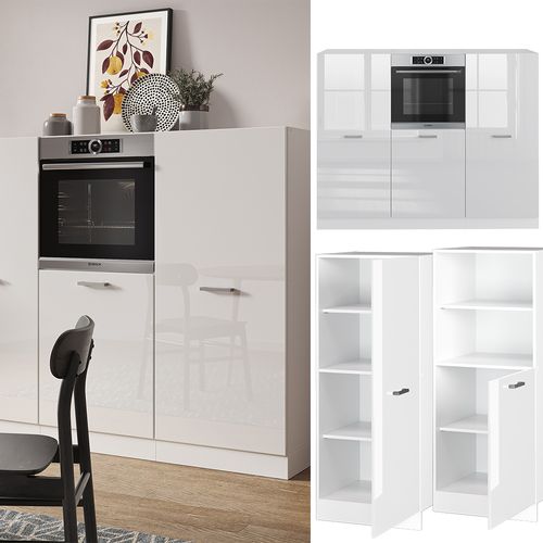 Bloc Cuisine R-line 37629 Blanc Brillant/blanc 180cm Sans Pt