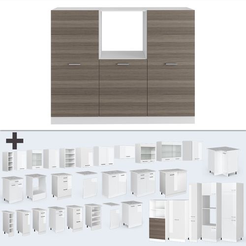 Bloc Cuisine R-line 37630 Gris Noble/blanc 180cm Sans Pt