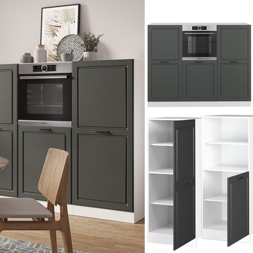 Bloc Cuisine R-line 37638 Anthracite Maison De Campagne/blanc 180cm Sans Pt