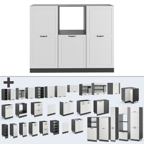 Bloc Cuisine R-line 37639 Blanc Cottage/anthracite 180cm Sans Pt