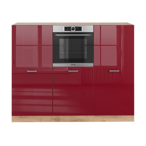 Bloc Cuisine R-line 37642 Rouge Brillant/chêne Doré 180cm Sans Pt