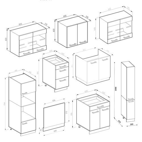 Ligne De Cuisine R-line 37646 Sonoma/blanc 350cm Avec Armoire Haute, Pt Marbre