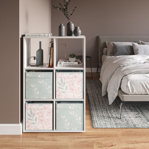 Meuble De Rangement Cube , Blanc, 72x107.8cm Avec 4 Boxes Pliants