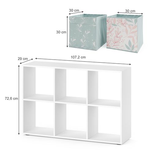 Meuble De Rangement Cube , Blanc, 72x107.8cm Avec 4 Boxes Pliants