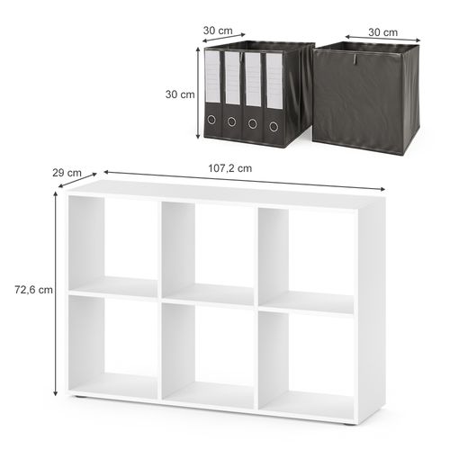 Meuble De Rangement Cube 37934 Blanc 72x107.8cm Avec 2 Boxes Pliants