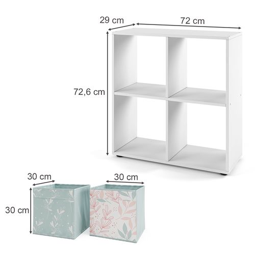 Meuble De Rangement Cube Tetra 37936 Blanc 72.6x72cm Avec 4 Boîtes Pliantes Opt.1