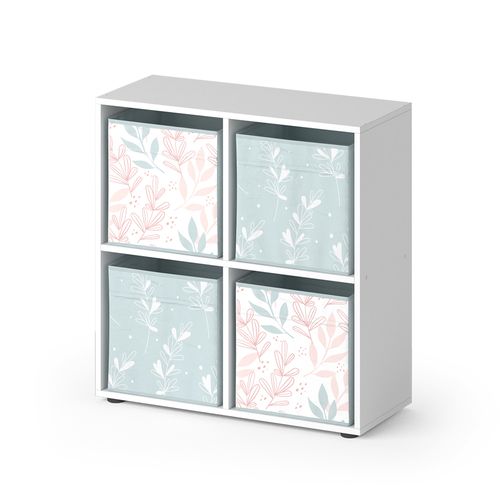 Meuble De Rangement Cube Tetra 37936 Blanc 72.6x72cm Avec 4 Boîtes Pliantes Opt.1