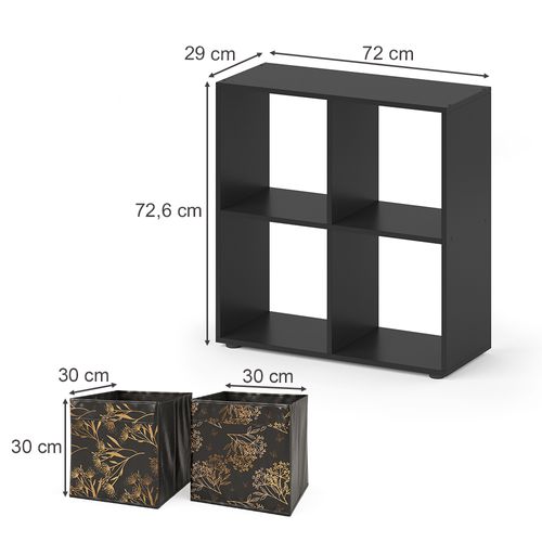 Meuble De Rangement Cube Tetra, Noir, 72.6x72cm