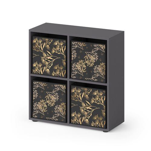 Meuble De Rangement Cube Tetra, Noir, 72.6x72cm