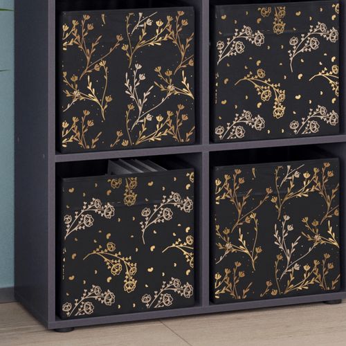 Meuble De Rangement Cube Tetra 37939 Noir 72.6x72cm Avec 4 Boxes Pliants Opt.2