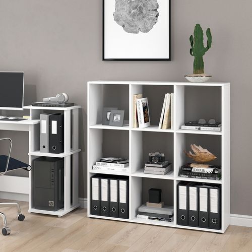 Meuble De Rangement Cube Nove 37942 Blanc 104x108cm Avec 2 Boxes Pliants