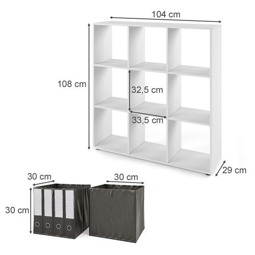 Meuble De Rangement Cube Nove 37942 Blanc 104x108cm Avec 2 Boxes Pliants