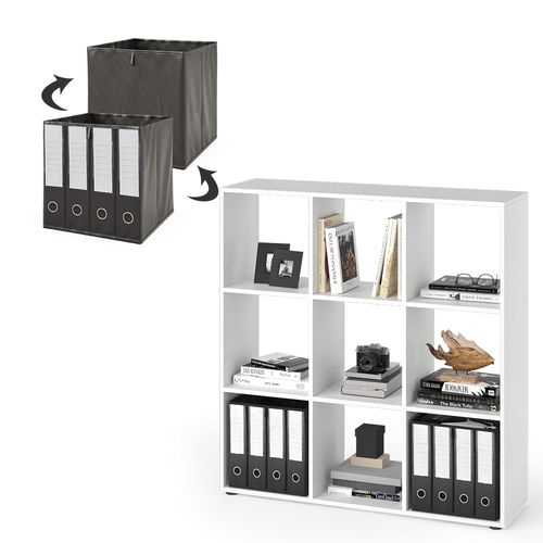 Meuble De Rangement Cube Nove 37942 Blanc 104x108cm Avec 2 Boxes Pliants