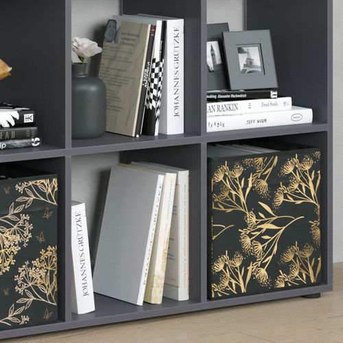 Meuble De Rangement Cube Nove, Noir, 104x108cm Avec 4 Boîtes Pliantes