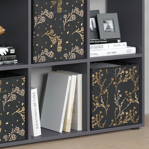 Meuble De Rangement Cube Nove, Noir, 104x108cm Avec 4 Boîtes Pliantes