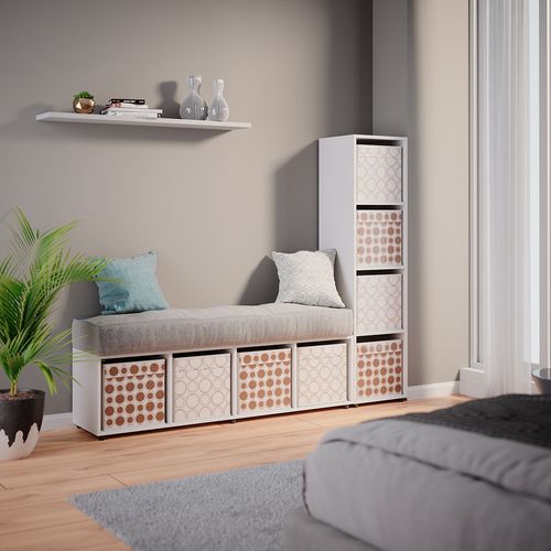 Meuble De Rangement Ludus, Blanc, 142.5x36.2cm