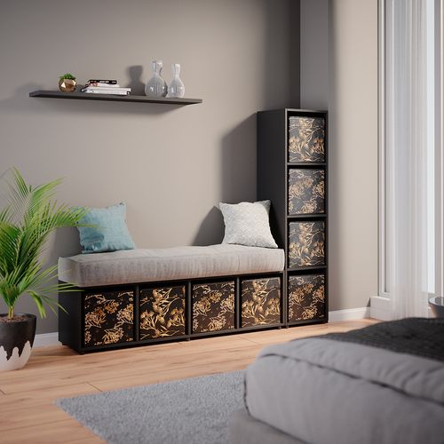 Meuble De Rangement Ludus, Noir, 142.5x36.2cm