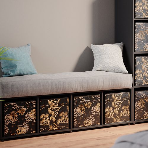 Meuble De Rangement Ludus, Noir, 142.5x36.2cm