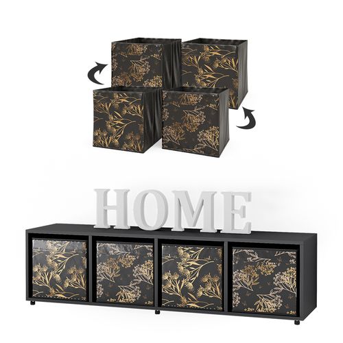 Meuble De Rangement Ludus, Noir, 142.5x36.2cm